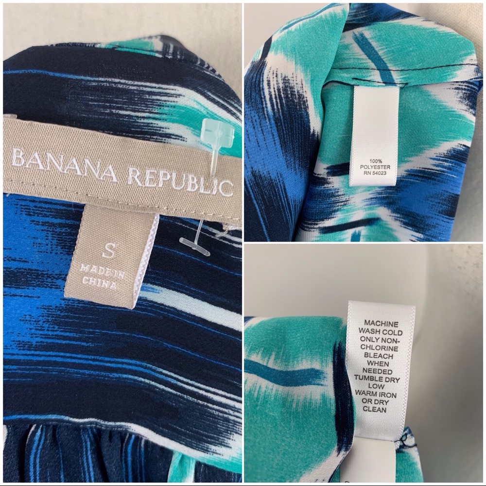 Banana Republic V-Neck Ikat Top w/Hi- Low Hem - Picture 8 of 8